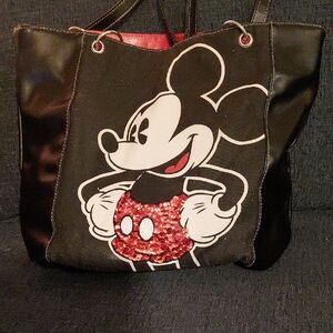 Disney Black Tote with Red Sequin Design